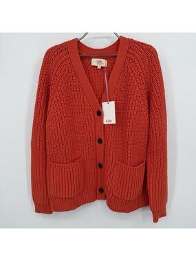 Kilte Collection Shae Cardigan in Candy Apple size 2/M Chunky Knit Button Front
